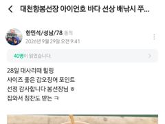 26년09월28일 대천항봉선장 아이언호 쭈꾸미조황
