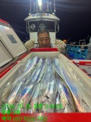 (14석통영명륜3호)우와~왕갈치 3지이상 쿨러만땅 밤새도록 입질 폭발 왕창잡았습니다(계속예약가능)